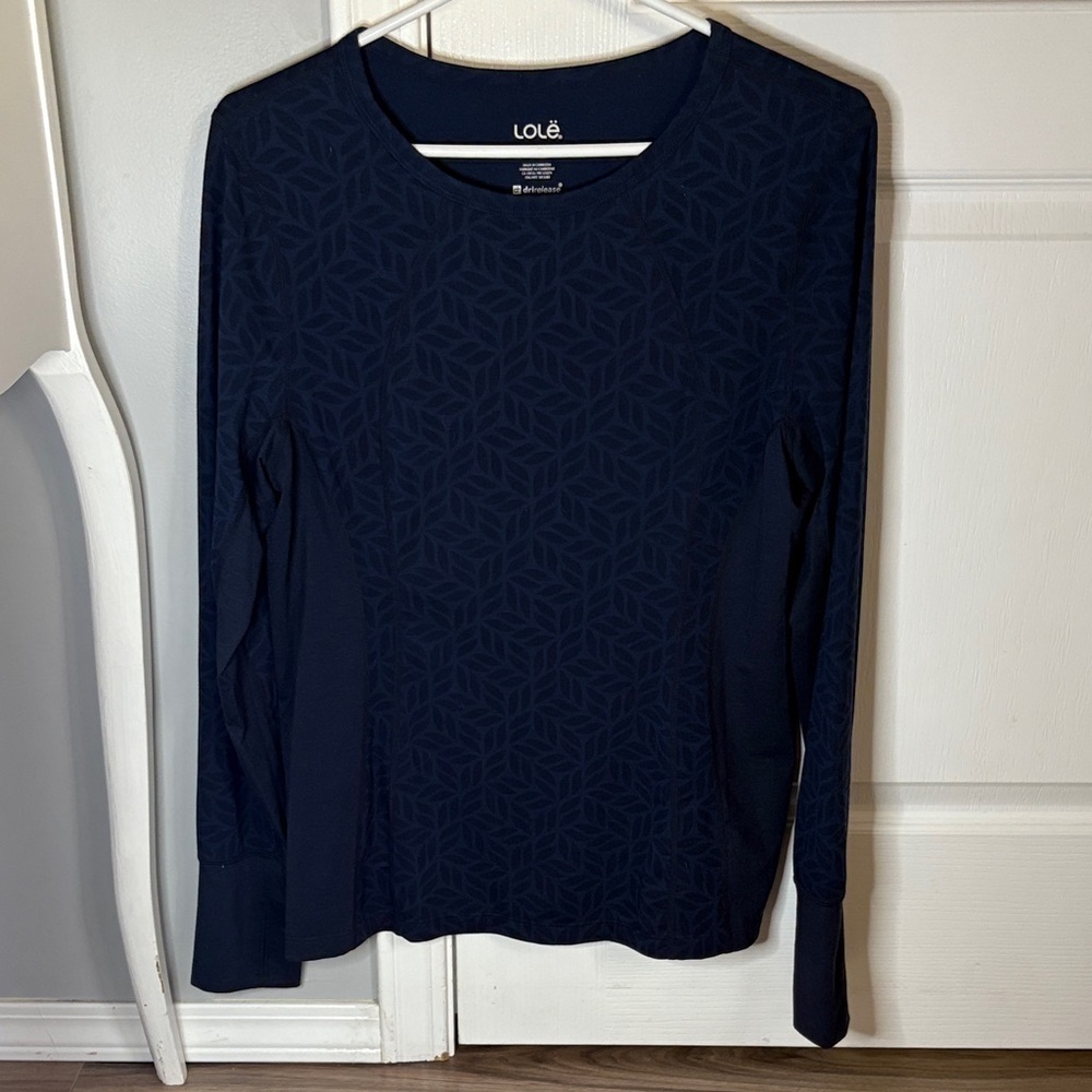 Lole Women's Navy Geometric Long Sleeve Tee